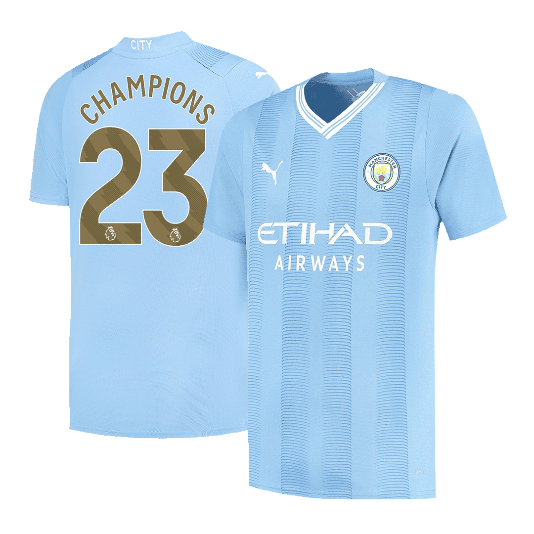 Manchester City CHAMPIONS #23 Home Jersey 2023/24 - gojersey