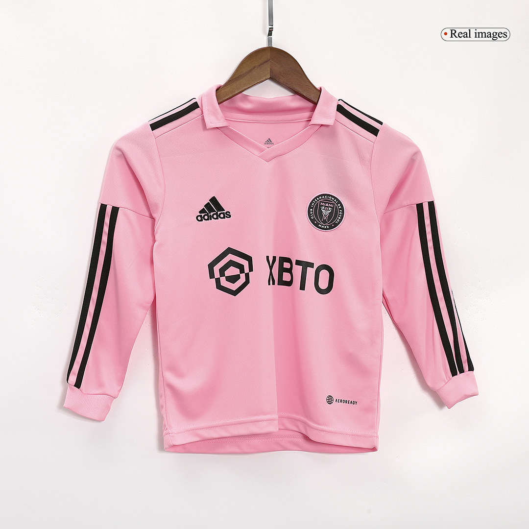Inter Miami CF Long Sleeve Home Jersey Kit 2023/24 Kids(Jersey+Shorts) - gojersey