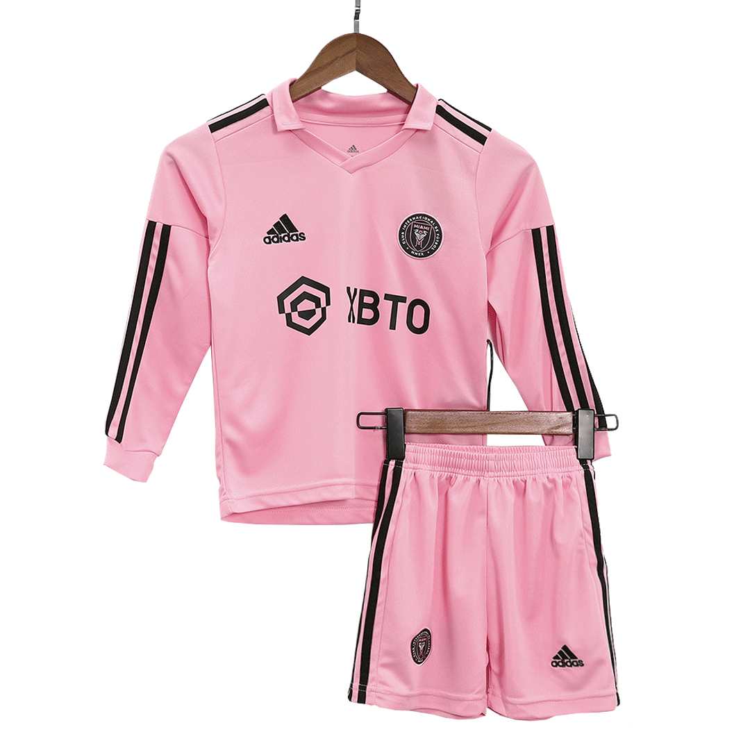 Inter Miami CF Long Sleeve Home Jersey Kit 2023/24 Kids(Jersey+Shorts) - gojersey