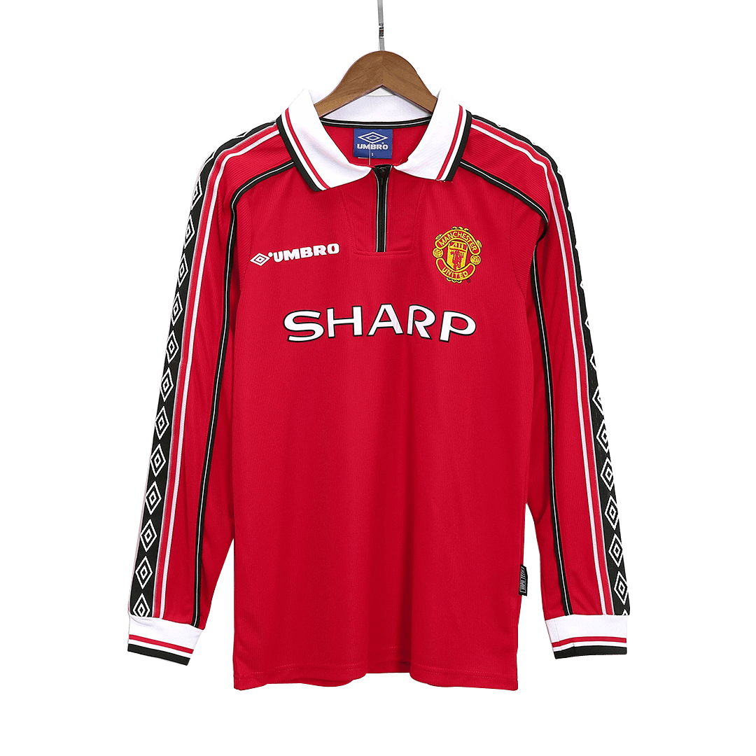 Manchester United Retro Football Jerseys Home 1998/99 - Long Sleeve - gojersey