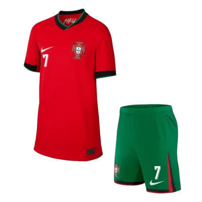 Portugal RONALDO #7 Home Jersey Kit EURO 2024 Kids(Jersey+Shorts) - gojersey