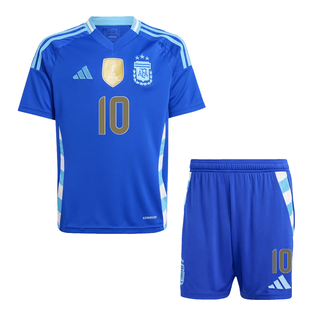Argentina MESSI #10 Away Jersey Kit Kids(Jersey+Shorts) - gojersey