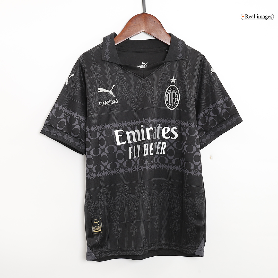 AC Milan x Pleasures Fourth Away Jersey Kit 2023/24 Kids(Jersey+Shorts) - gojersey