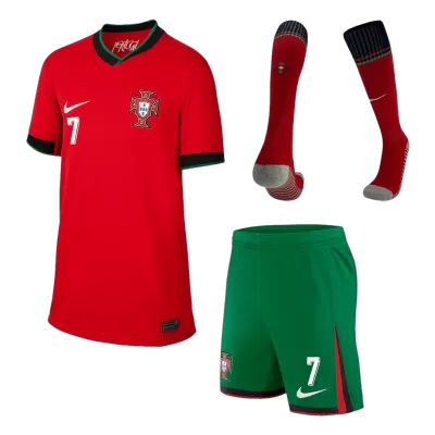 Portugal RONALDO #7 Home Jersey Kit EURO 2024 Kids(Jersey+Shorts+Socks) - gojersey