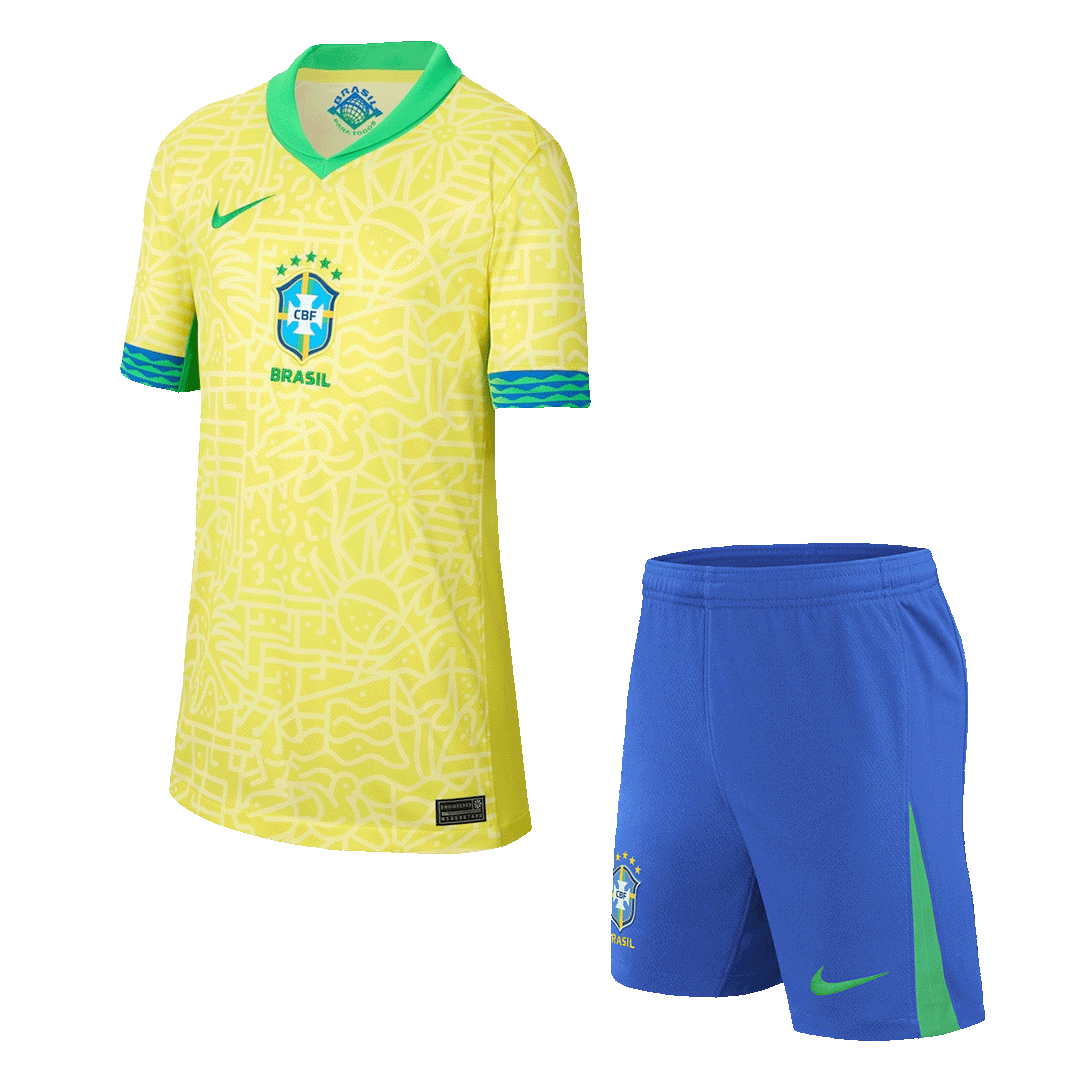 Brazil Home Jersey Kit Copa America Kids(Jersey+Shorts) - gojersey