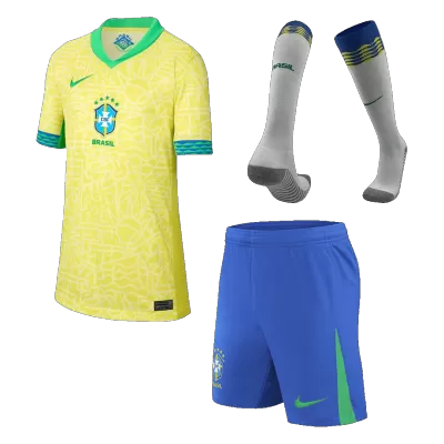 Brazil Home Jersey Kit Copa America 2024 Kids(Jersey+Shorts+Socks) - gojersey