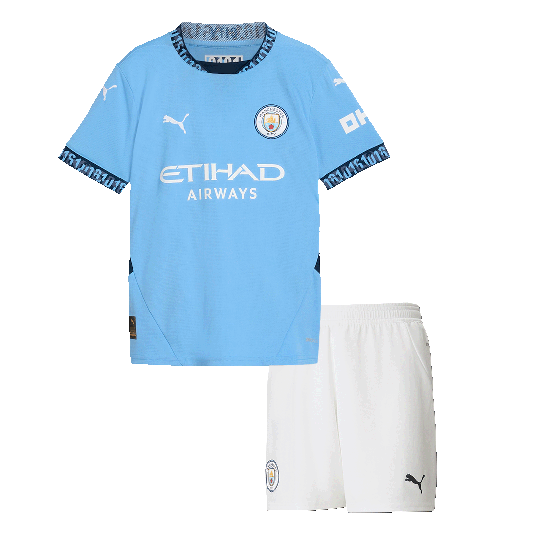 Manchester City Home Jersey Kit Kids(Jersey+Shorts) - gojersey
