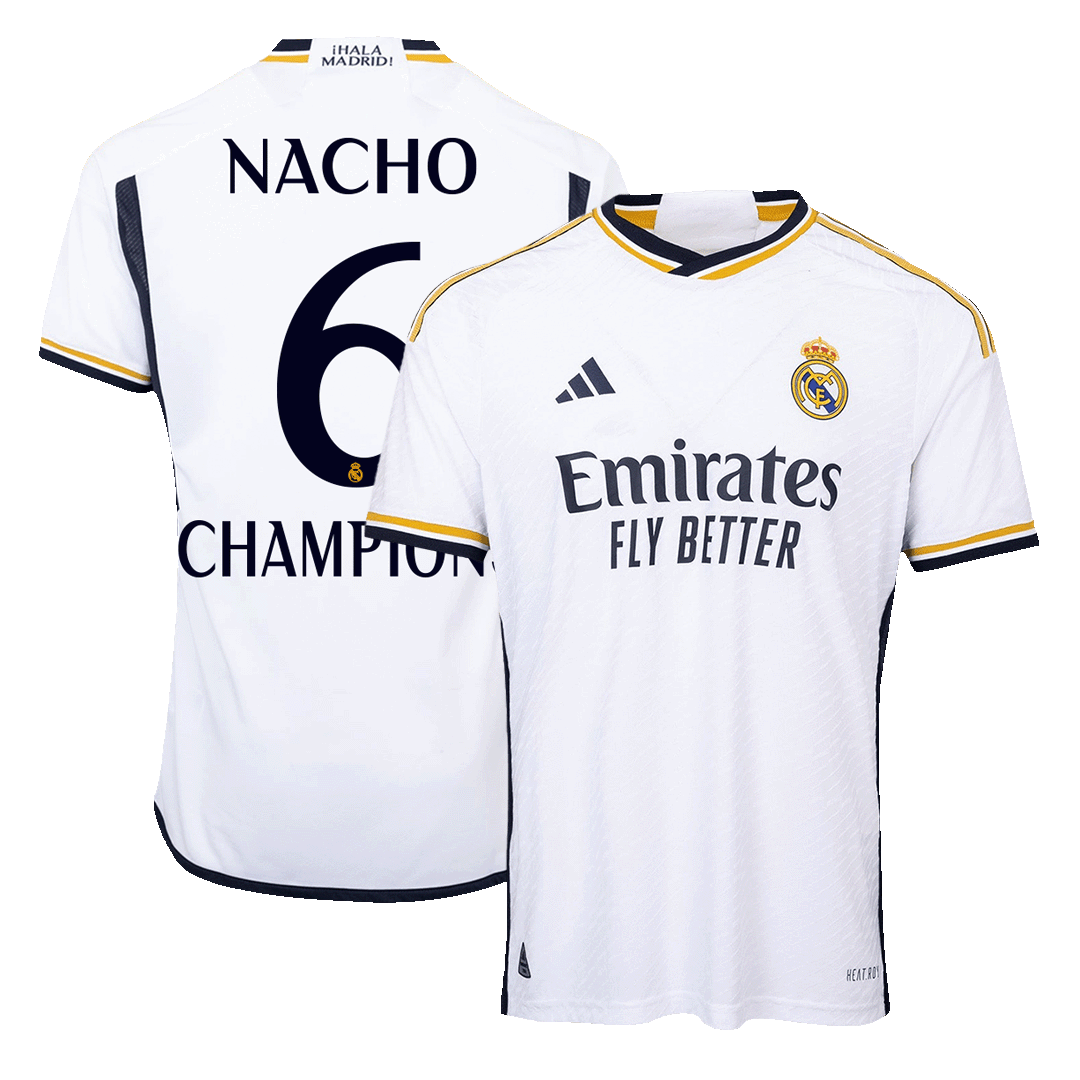 Real Madrid NACHO #6 CHAMPIONS Home Jersey Authentic 2023/24 - gojersey