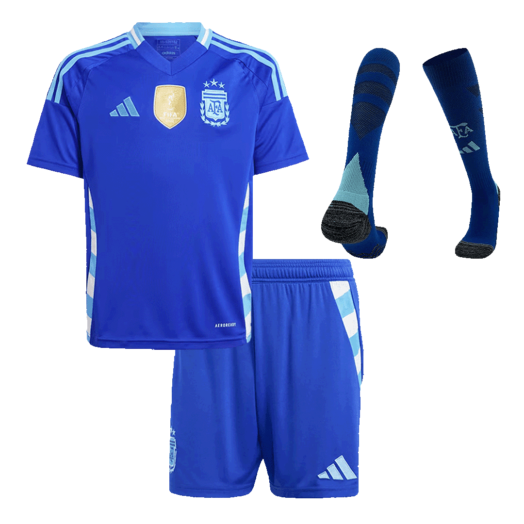 Argentina Away Jersey Kit Kids(Jersey+Shorts+Socks) - gojersey