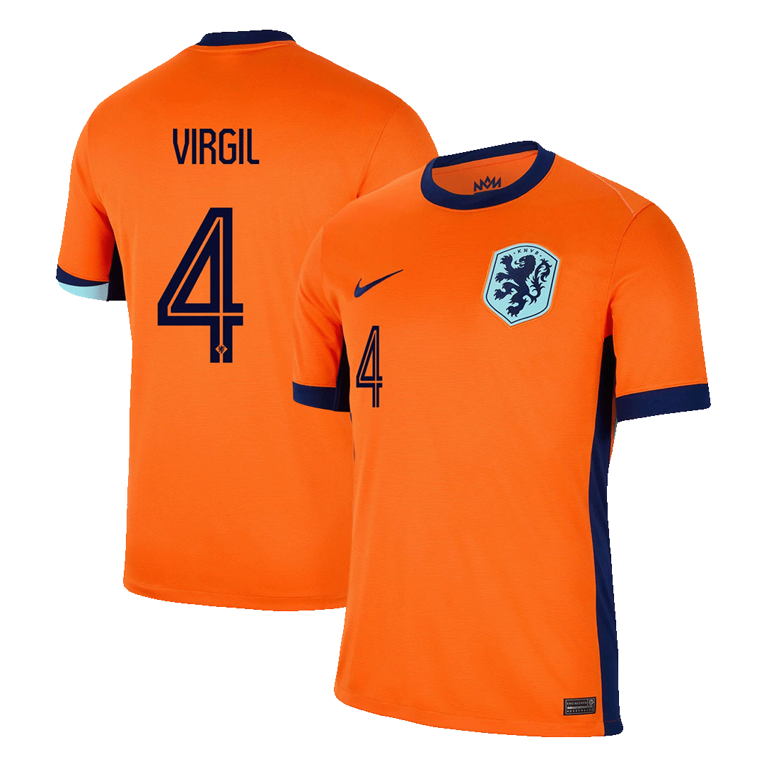 Netherlands VIRGIL #4 Home Jersey EURO - gojersey