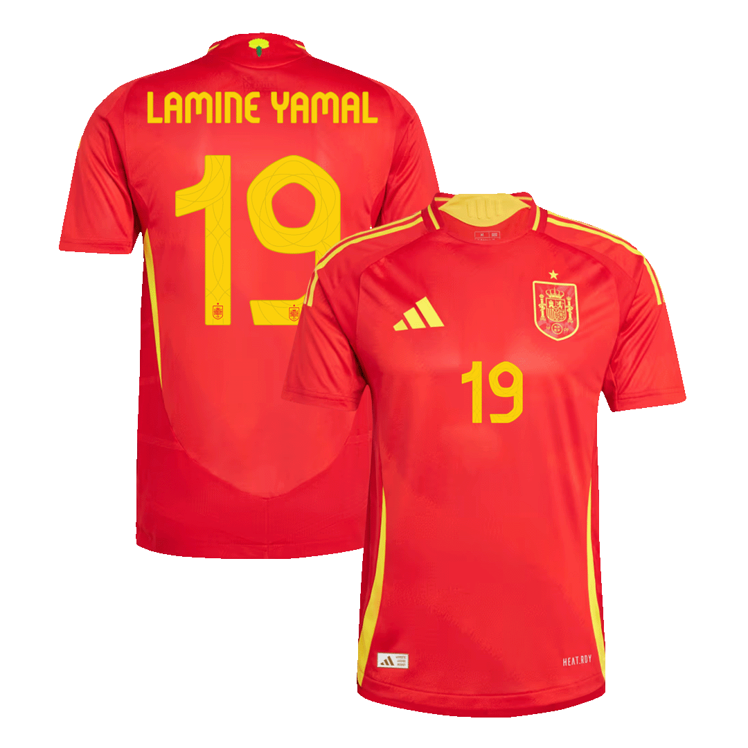 Spain LAMINE YAMAL #19 Home Jersey Authentic EURO - gojersey