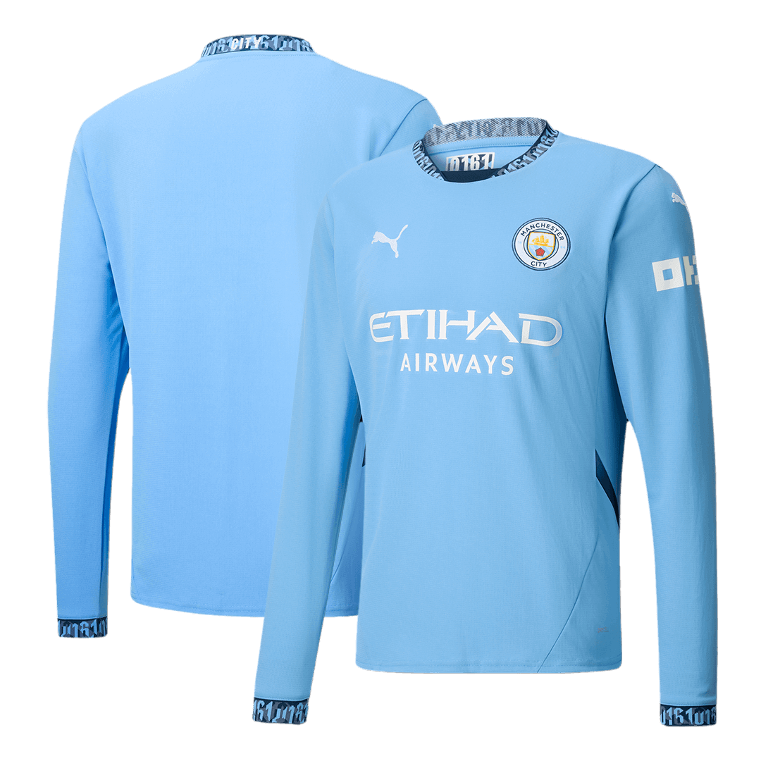 Manchester City Long Sleeve Home Jersey - gojersey