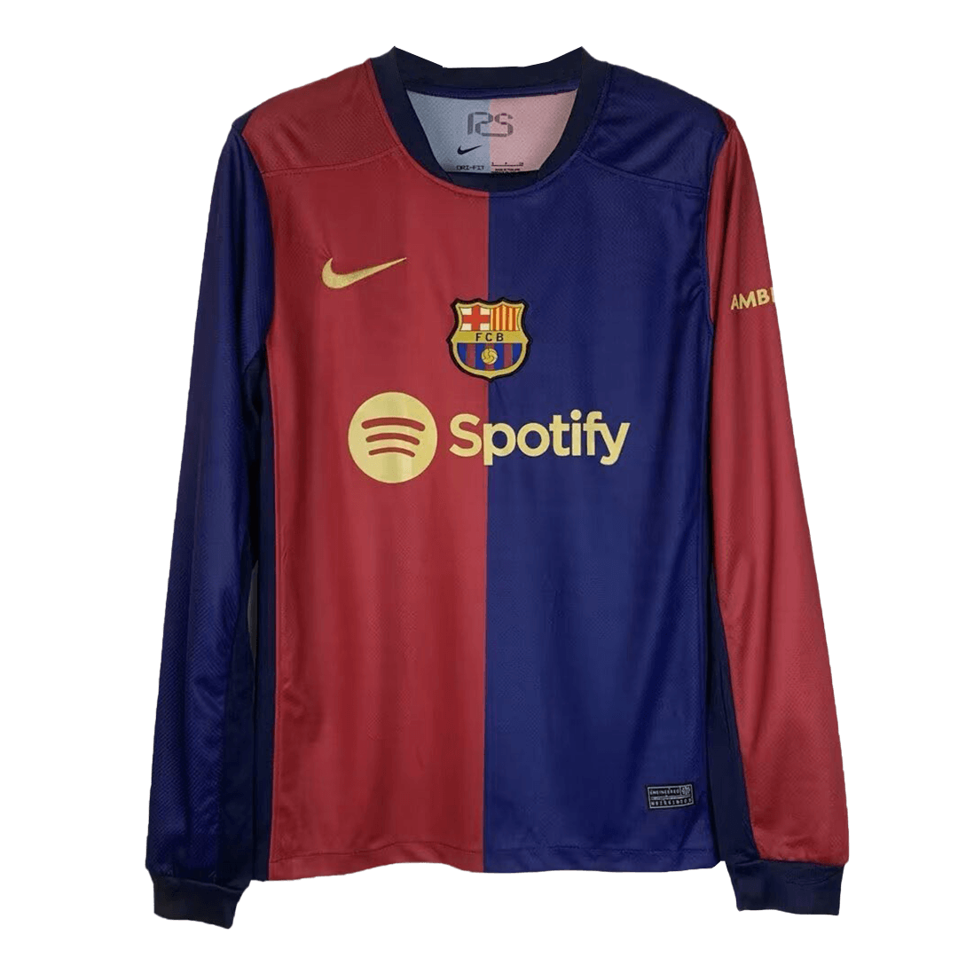 Barcelona Long Sleeve Home Jersey - gojersey