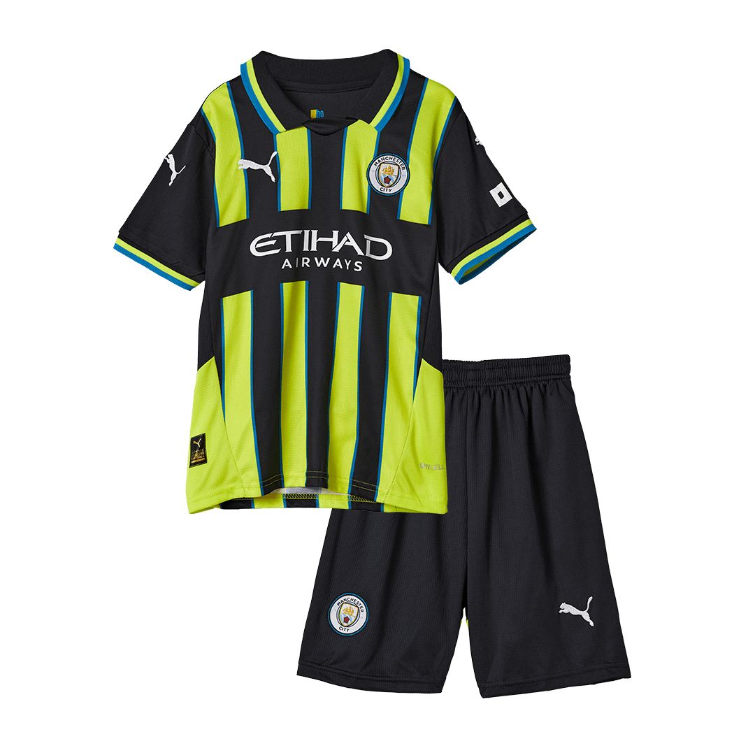 Manchester City Away Soccer Jersey Kit Kids(Jersey+Shorts) - gojersey