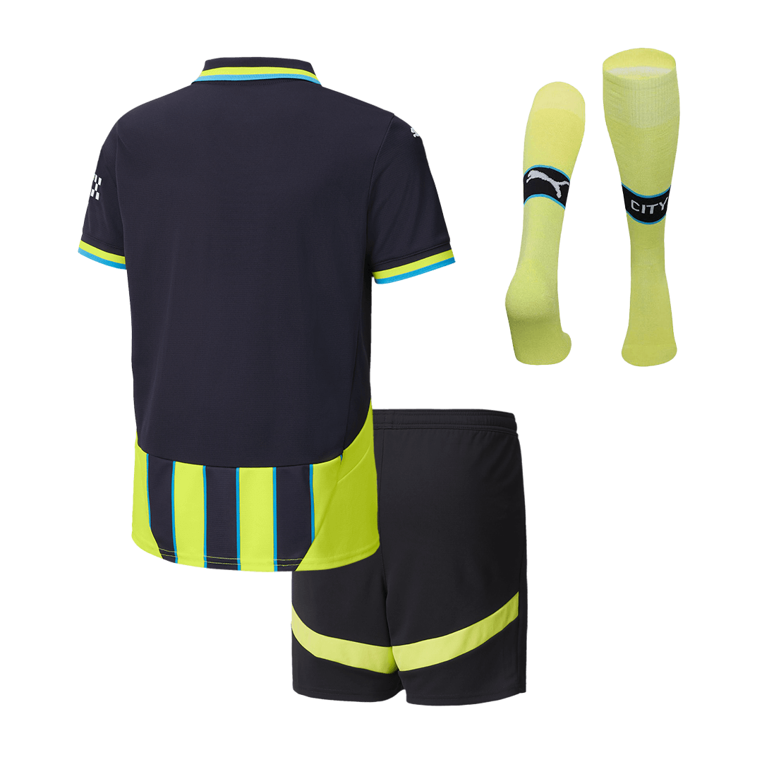 Manchester City Away Soccer Jersey Kit Kids(Jersey+Shorts+Socks) - gojersey