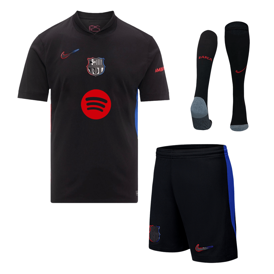 Barcelona Away Soccer Jersey Kit (Jersey+Shorts+Socks)- Spotify Logo Without Text - gojersey