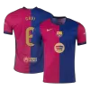 Barcelona GAVI #6 Home Soccer Jersey Authentic 2024/25- Spotify Logo Without Text - gojersey
