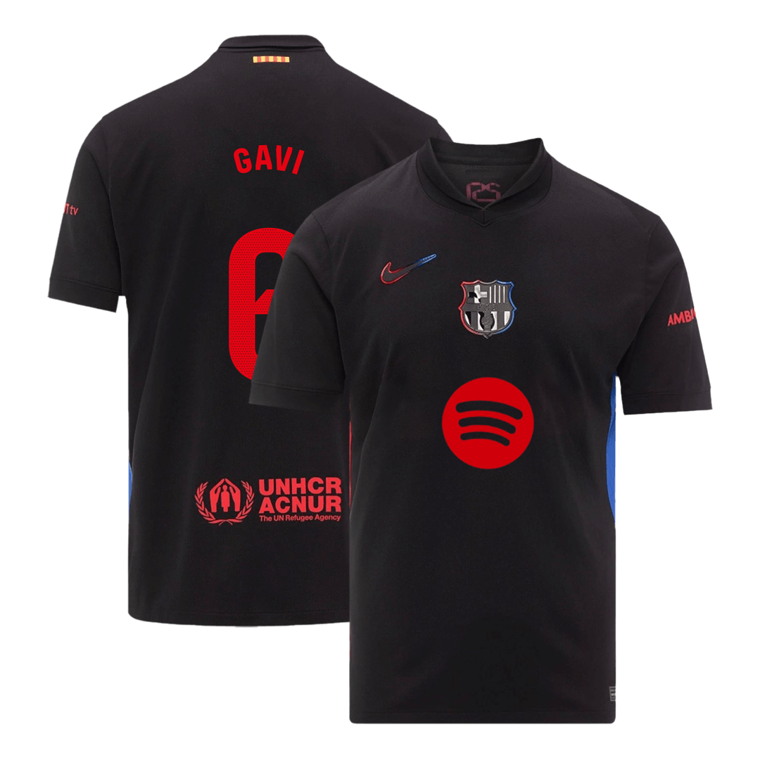 Barcelona GAVI #6 Away Soccer Jersey- Spotify Logo Without Text - gojersey