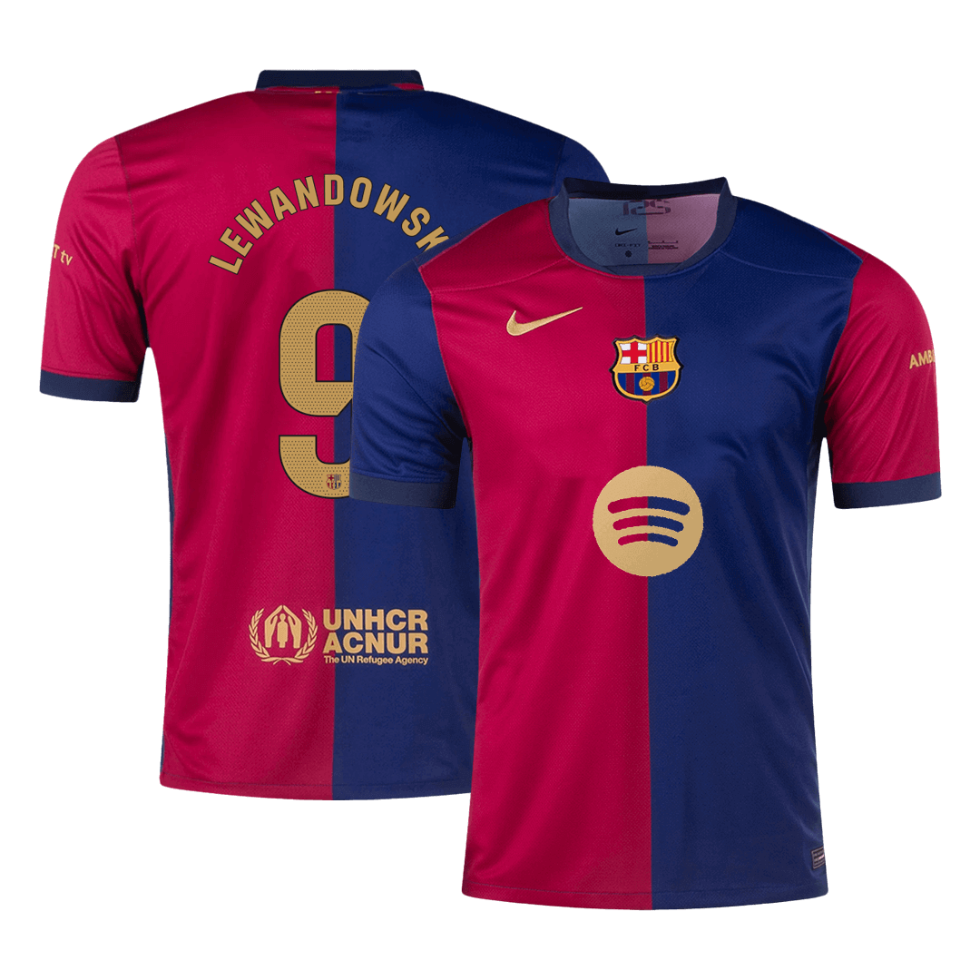Barcelona LEWANDOWSKI #9 Home Jersey - Spotify Logo Without Text - gojersey