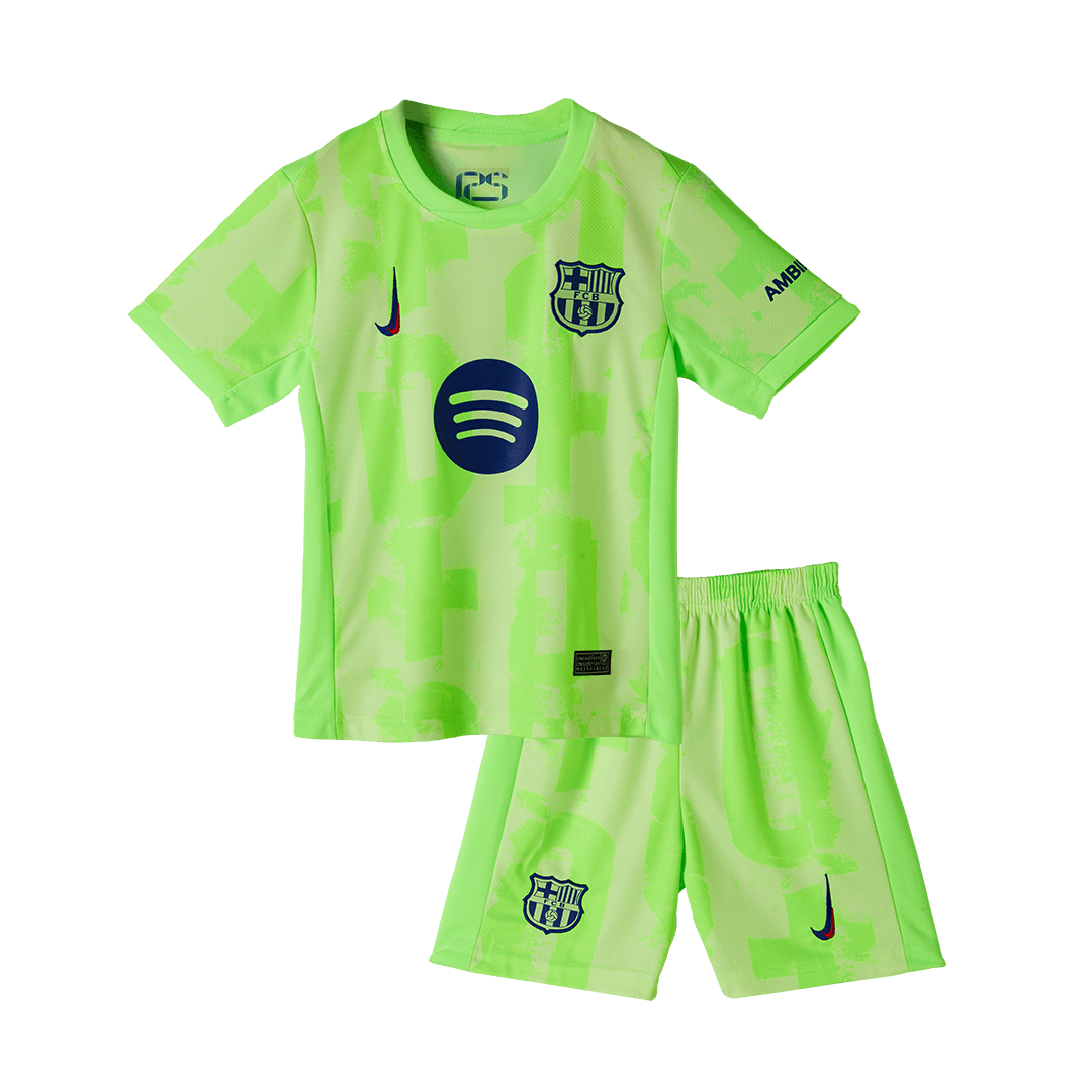 Barcelona Third Away Soccer Jersey Kit Kids(Jersey+Shorts) - UCL (Spotify Logo Without Text) - gojersey