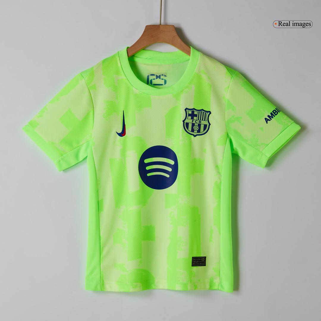 Barcelona Third Away Soccer Jersey Kit Kids(Jersey+Shorts) - UCL (Spotify Logo Without Text) - gojersey
