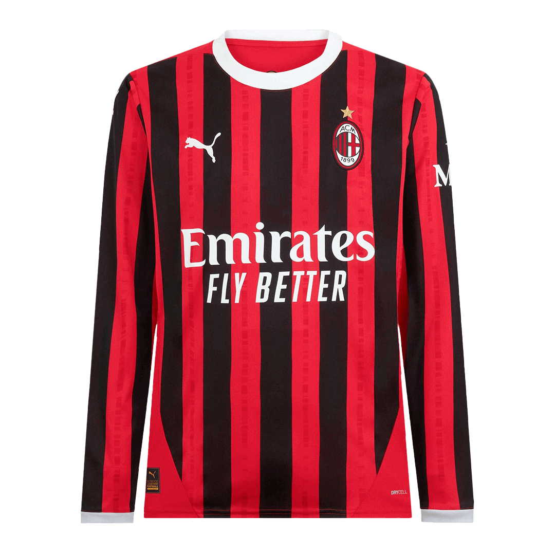 AC Milan Long Sleeve Home Soccer Jersey - gojersey