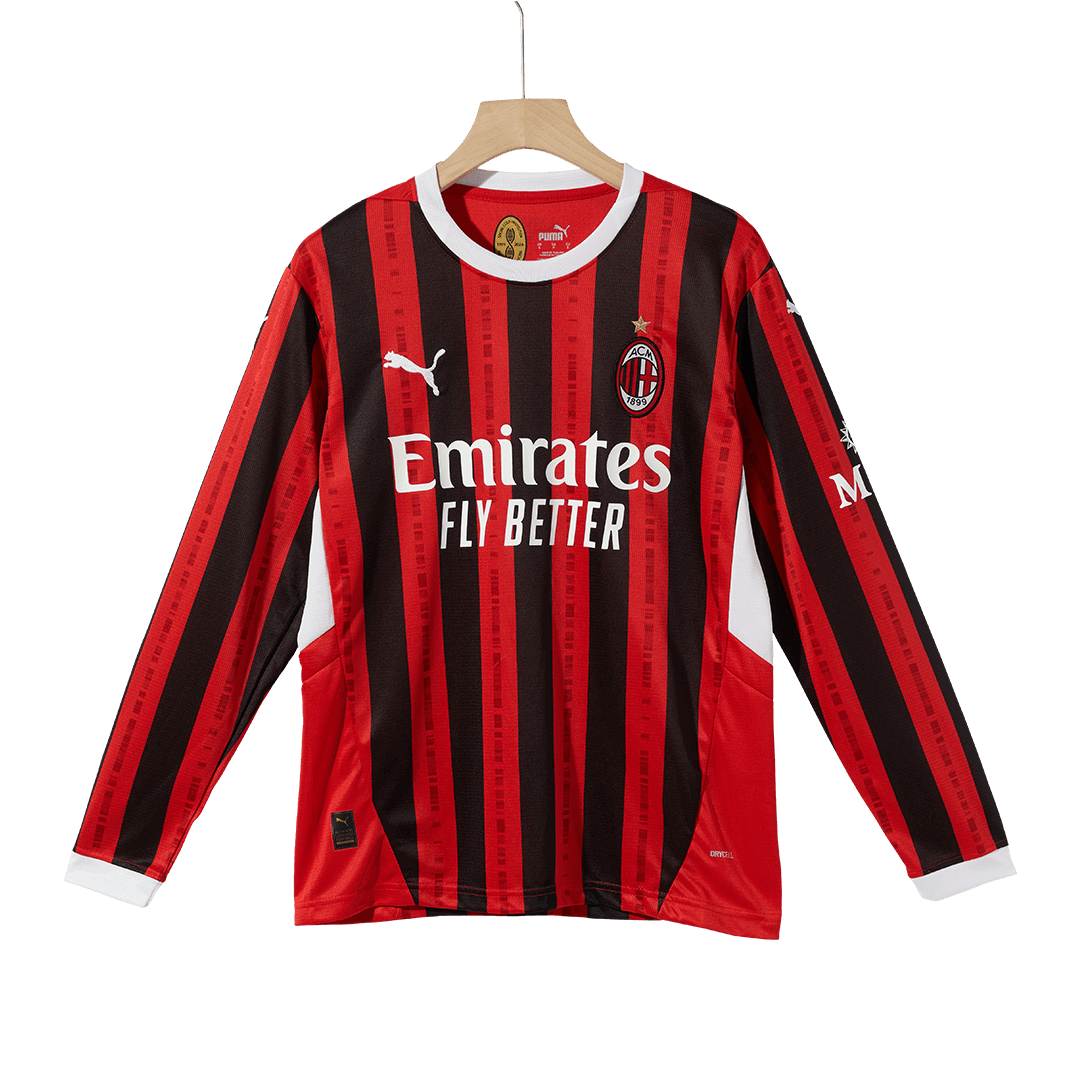 AC Milan Long Sleeve Home Soccer Jersey - gojersey