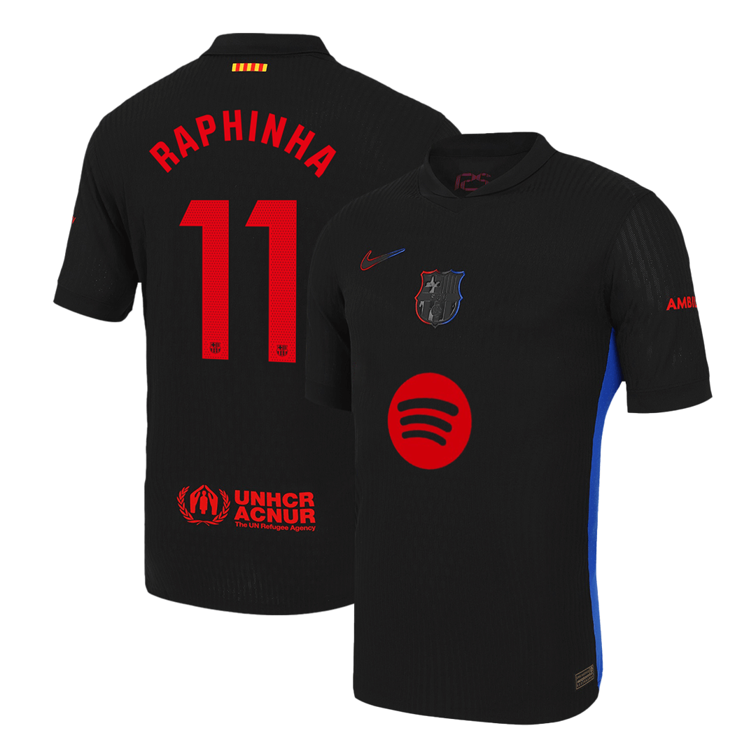 Barcelona RAPHINHA #11 Away Soccer Jersey Authentic -（Spotify Logo Without Text） - gojersey