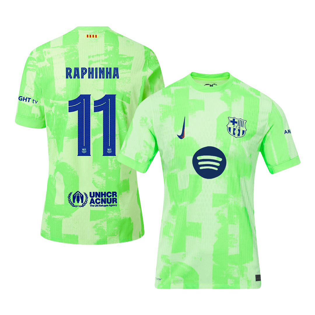 Barcelona RAPHINHA #11 Third Away Soccer Jersey Authentic - UCL（Spotify Logo Without Text） - gojersey