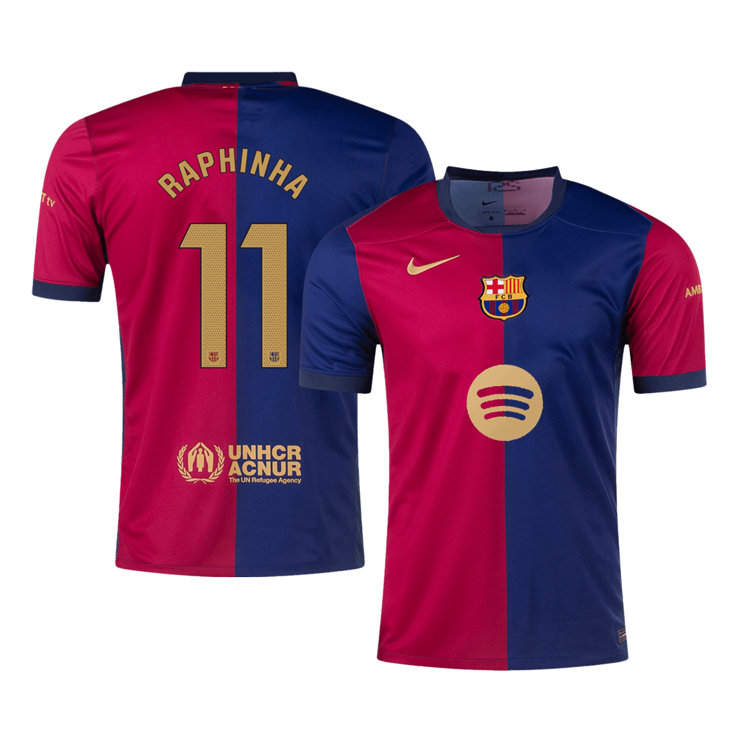 Barcelona RAPHINHA #11 Home Jersey -（Spotify Logo Without Text） - gojersey