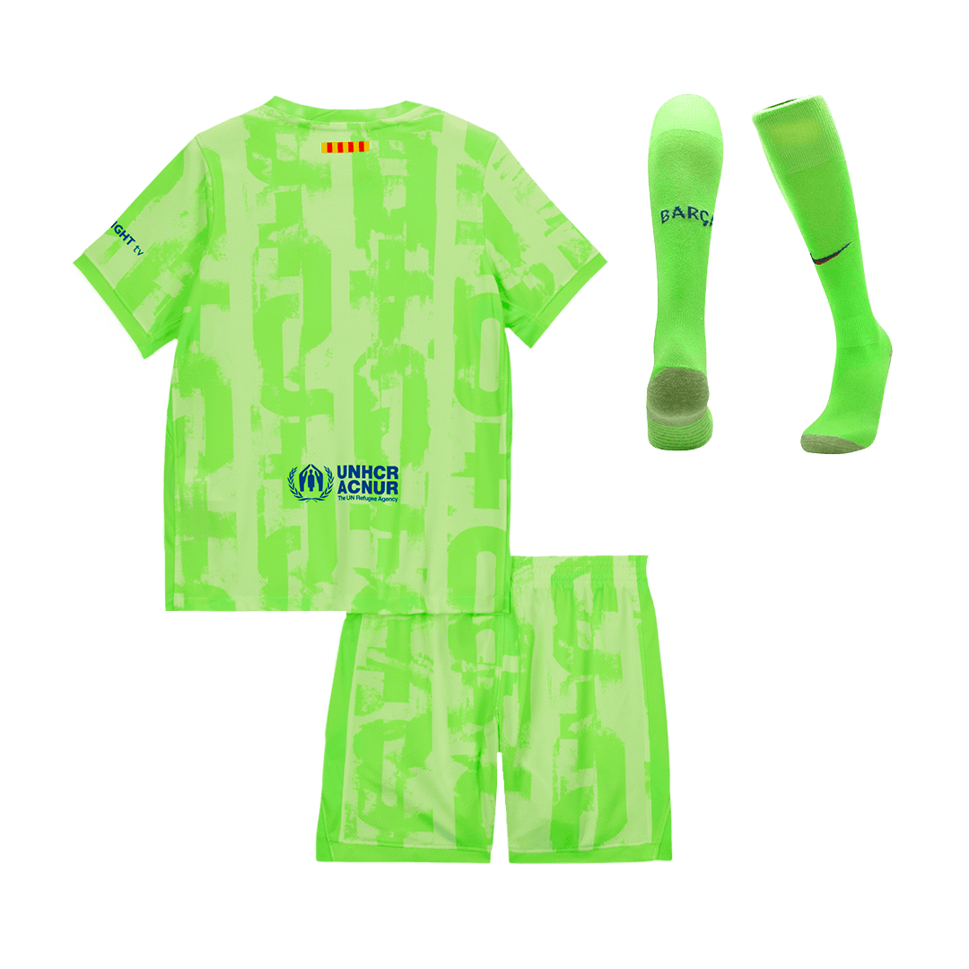 Barcelona Third Away Soccer Jersey Kit Kids(Jersey+Shorts+Socks) - UCL (Spotify Logo Without Text) - gojersey