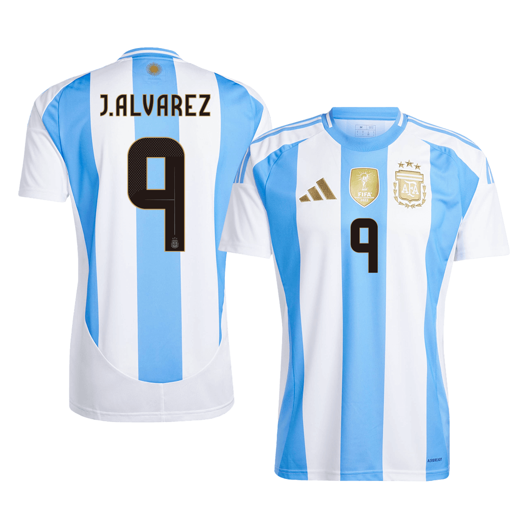 Argentina J.ALVAREZ #9 Home Soccer Jersey - gojersey