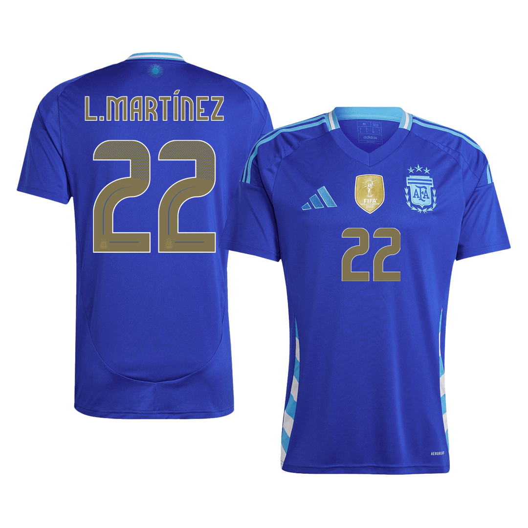 Argentina L.MARTÍNEZ #22 Away Soccer Jersey - gojersey
