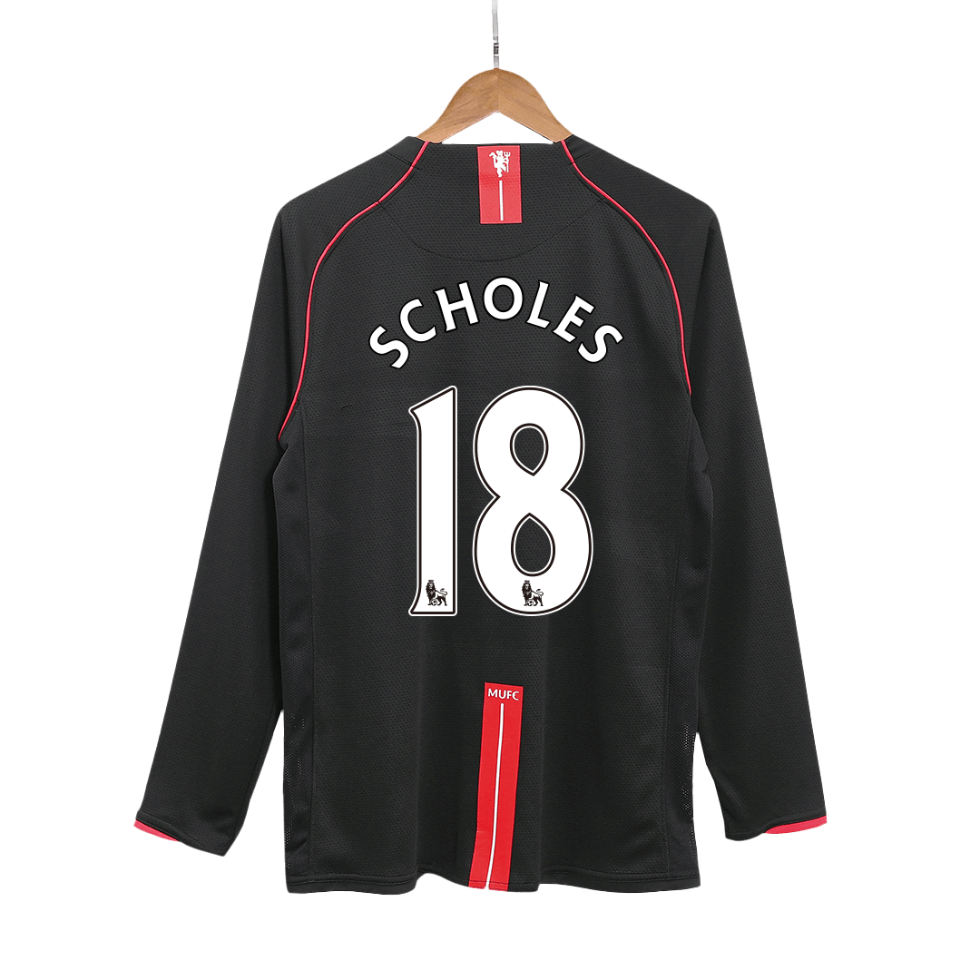 Manchester United SCHOLES #18 Away Soccer Jersey Retro 2007/08 - Long Sleeve - gojersey