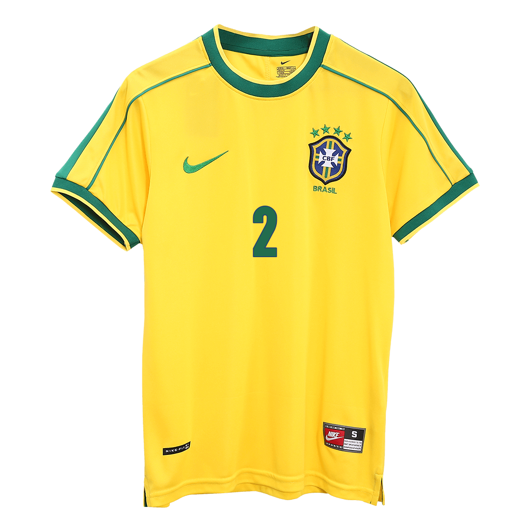 Brazil CAFU #2 Home Soccer Jersey Retro 1998 - gojersey