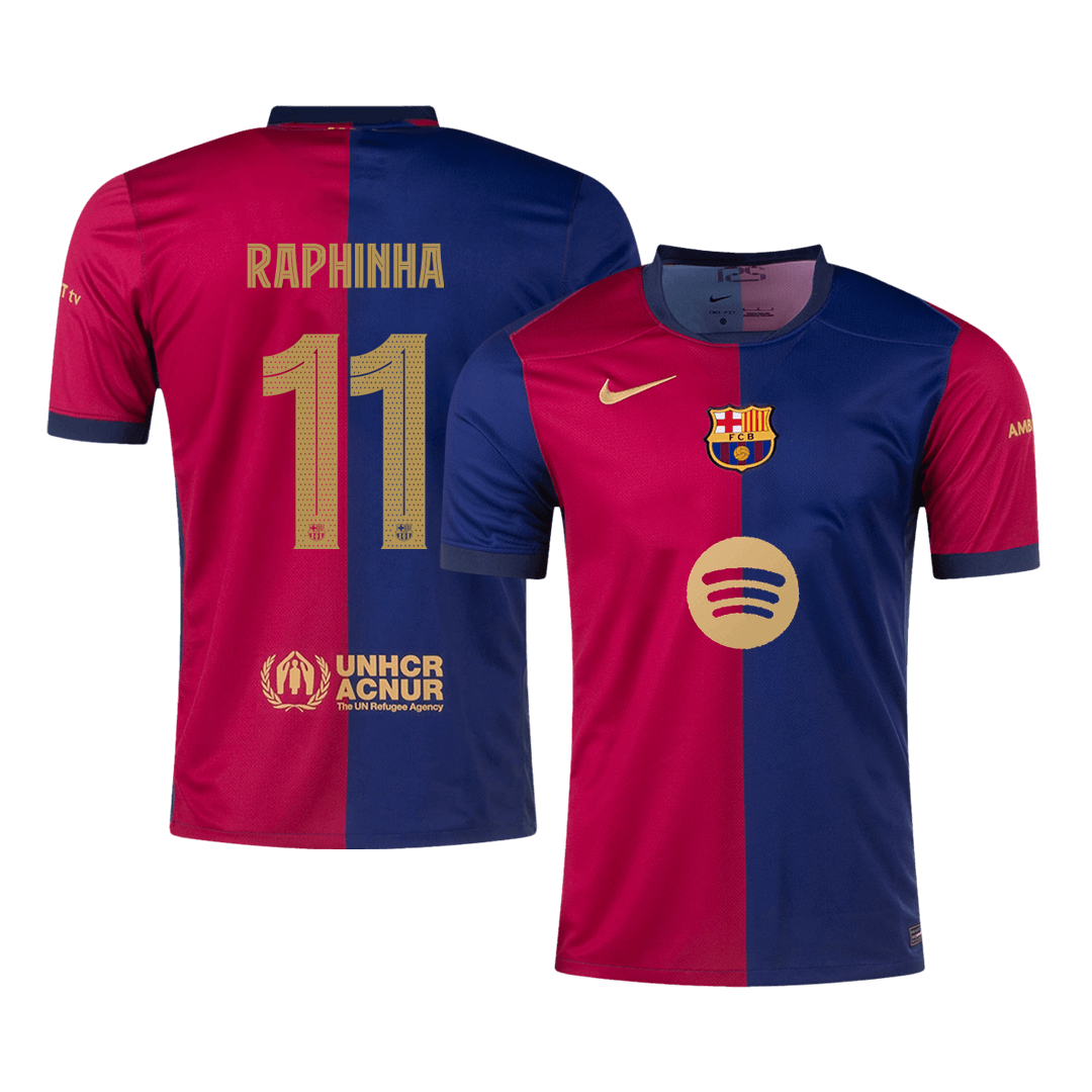 Barcelona RAPHINHA #11 Home Soccer Jersey - UCL Edition(Spotify Logo Without Text) - gojersey