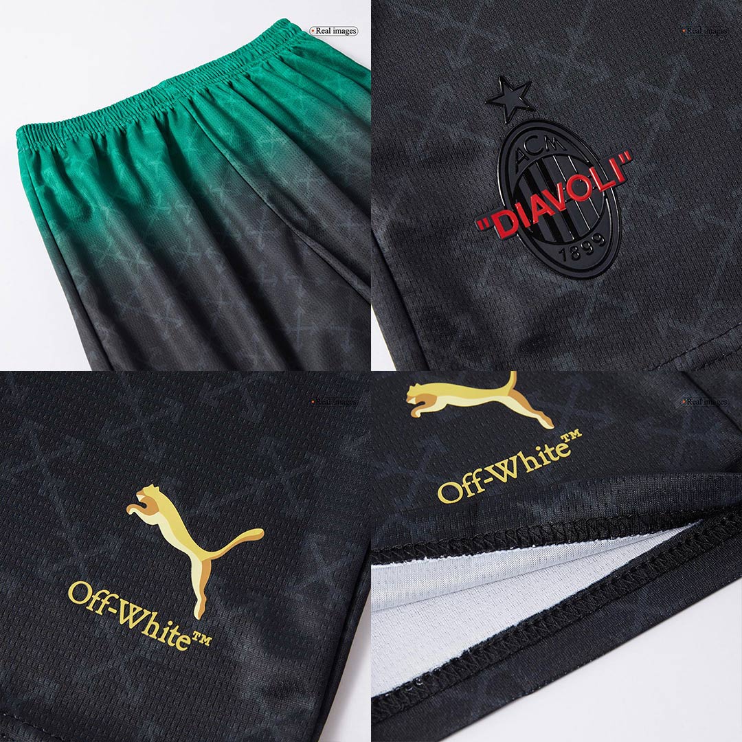 Kid's AC Milan Fourth Away Soccer Jersey Kit(Jersey+Shorts) Green&Black - gojersey