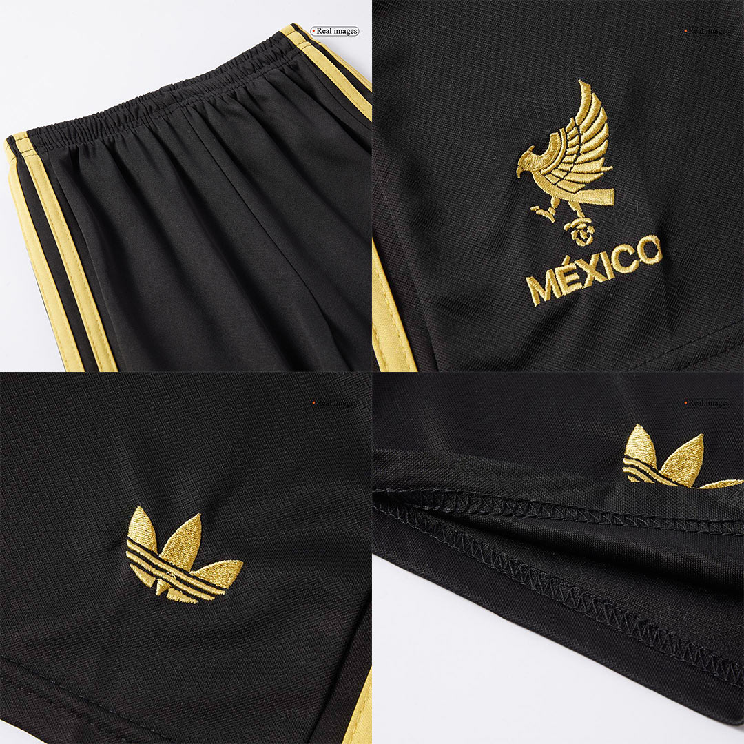 Kid's Mexico Third Away Soccer Jersey Kit(Jersey+Shorts) 2025 Black - Gold Cup - gojersey