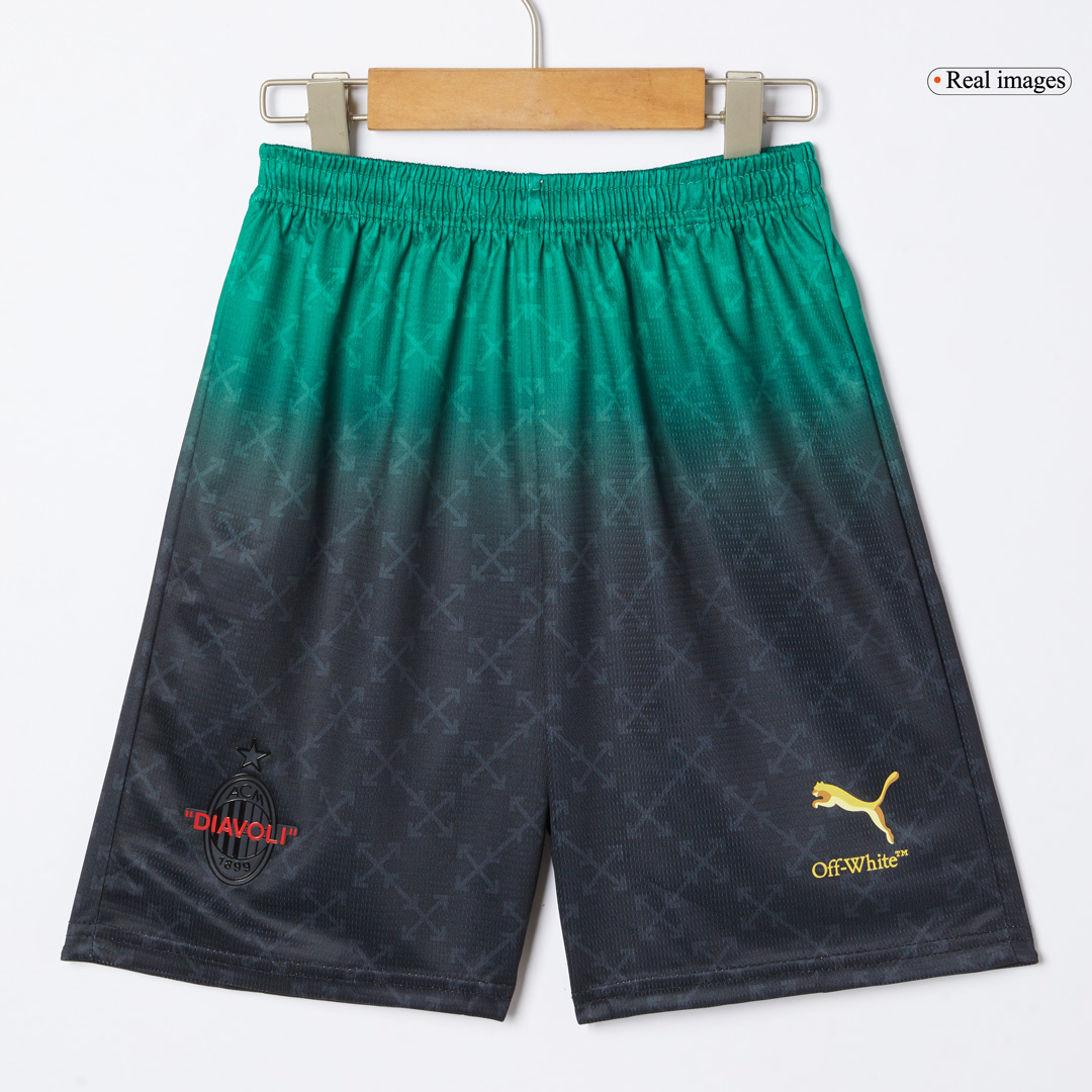 Kid's AC Milan Fourth Away Soccer Jersey Kit(Jersey+Shorts) Green&Black - gojersey