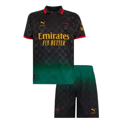 Kid's AC Milan Fourth Away Soccer Jersey Kit(Jersey+Shorts) 2024/25 Green&Black - gojersey