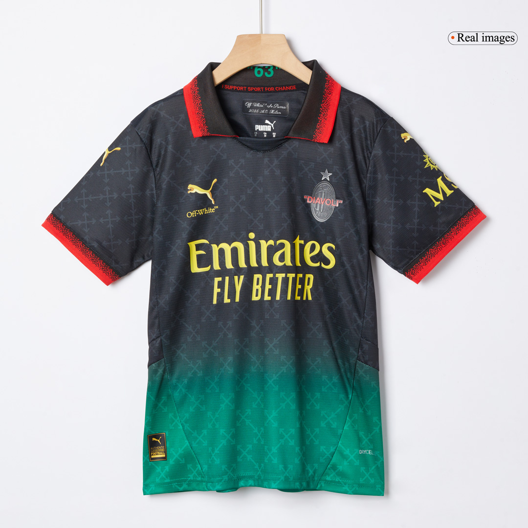 Kid's AC Milan Fourth Away Soccer Jersey Kit(Jersey+Shorts) Green&Black - gojersey