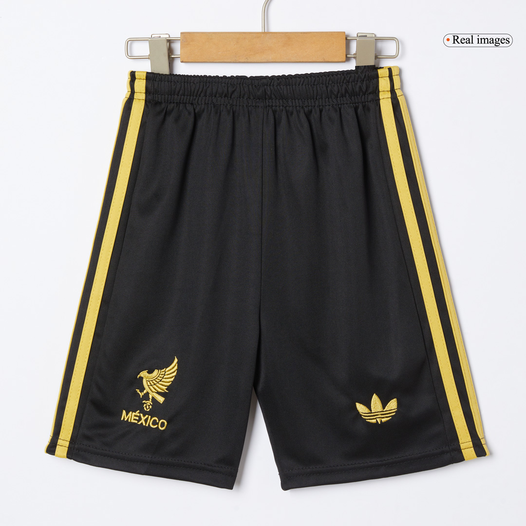 Kid's Mexico Third Away Soccer Jersey Kit(Jersey+Shorts) 2025 Black - Gold Cup - gojersey