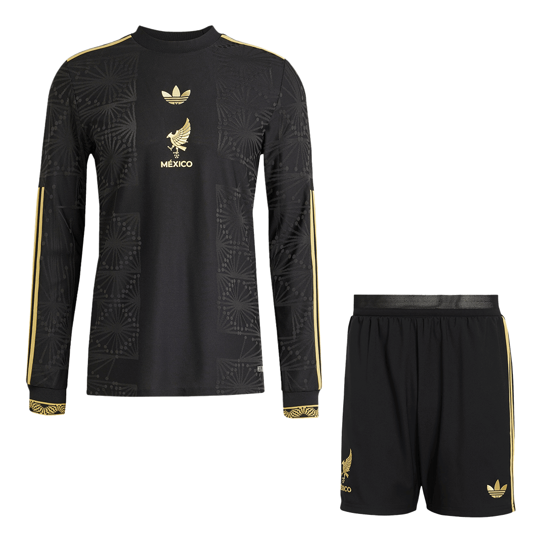 Mexico Third Away Soccer Jersey Kit Authentic 2025 (Jersey+Shorts) - Long Sleeve - Gold Cup - gojersey