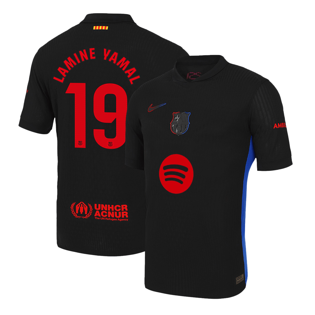 Barcelona LAMINE YAMAL #19 Away Soccer Jersey Authentic - Spotify Logo Without Text - gojersey