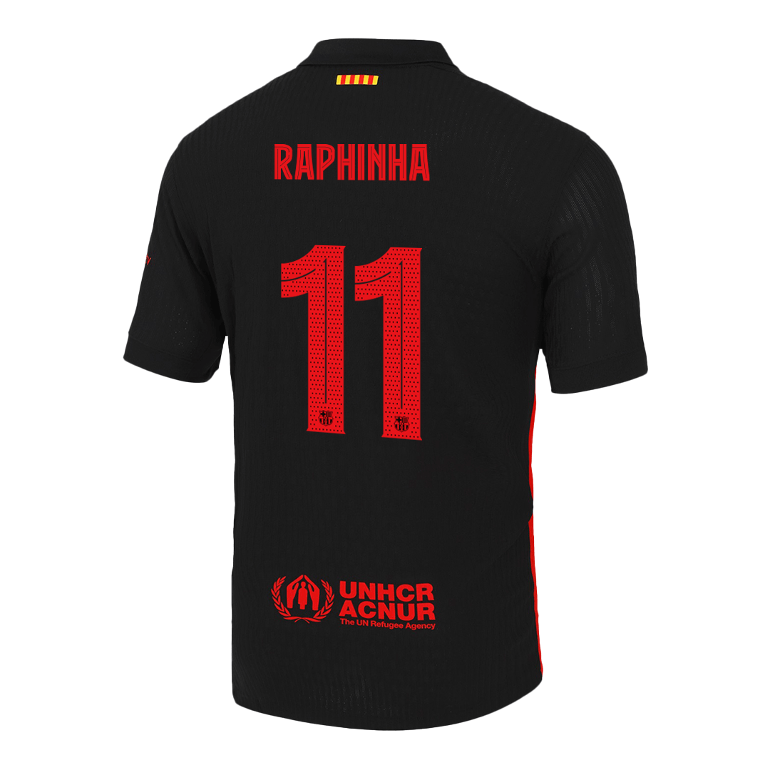 Barcelona RAPHINHA #11 Away Soccer Jersey Authentic - UCL Edition (Spotify Logo Without Text) - gojersey