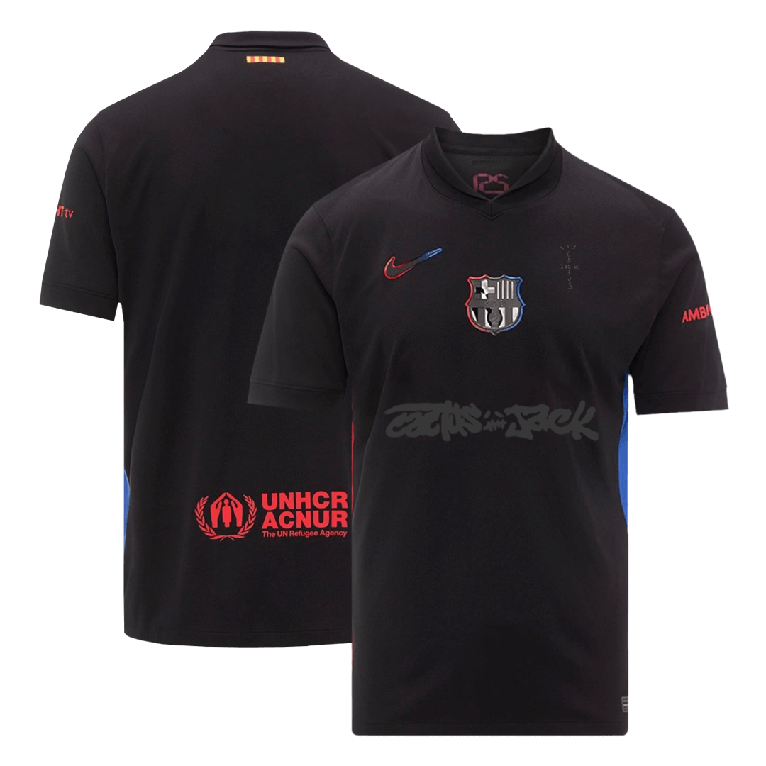 Barcelona X Travis Scott Away Soccer Jersey Black - gojersey