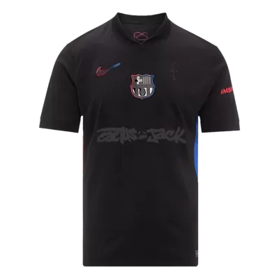 Barcelona X Travis Scott Away Soccer Jersey 2024/25 Black - gojersey