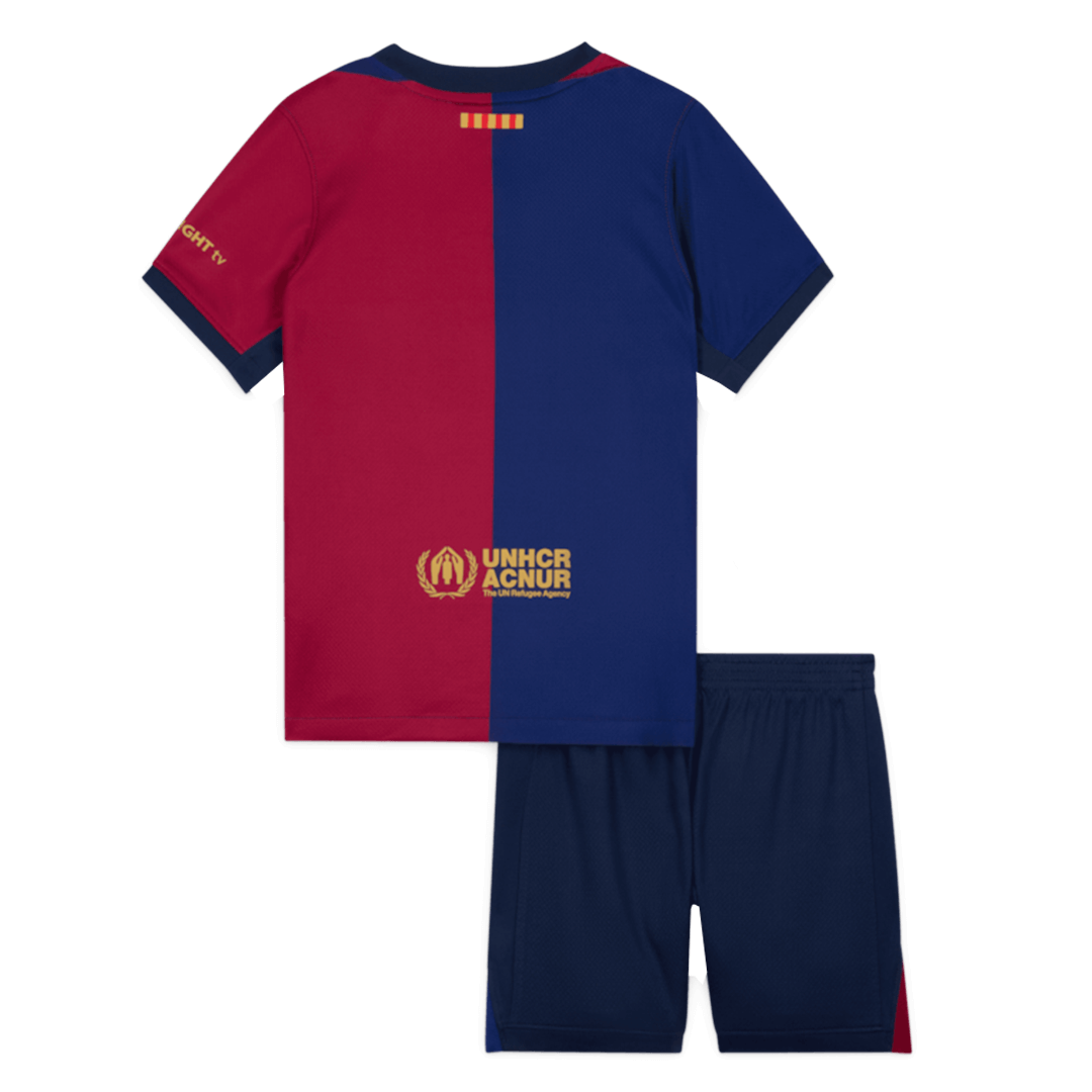 Kid's Barcelona X Travis Scott Home Soccer Jersey Kit(Jersey+Shorts) Red&Blue - gojersey