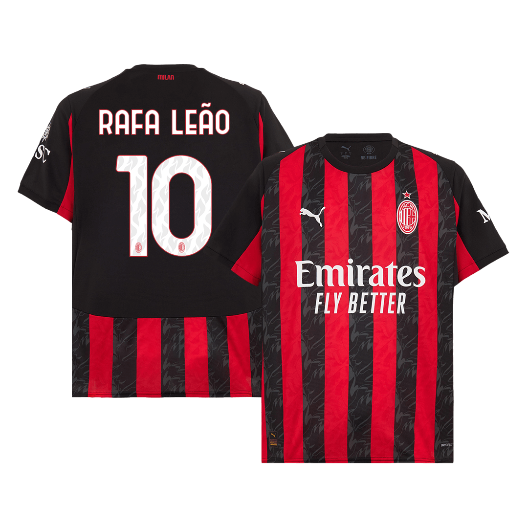 RAFA LEÃO #10 AC Milan Home Soccer Jersey 2025/26 Red&Black - gojersey
