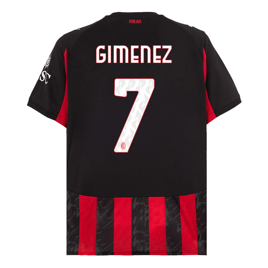 GIMENEZ #7 AC Milan Home Soccer Jersey 2025/26 Red&Black - gojersey